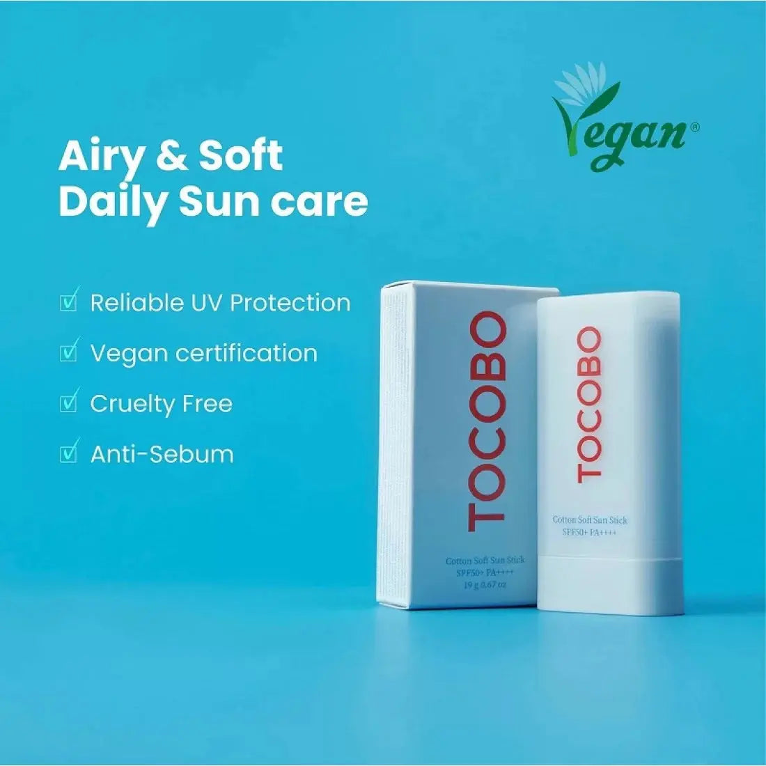 TOCOBO Cotton Soft Sunscreen Stick – Lightweight SPF 50+ UV Protection HNAMARTT