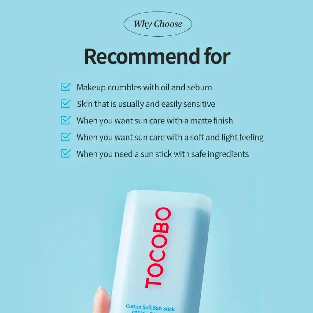 TOCOBO Cotton Soft Sunscreen Stick – Lightweight SPF 50+ UV Protection HNAMARTT