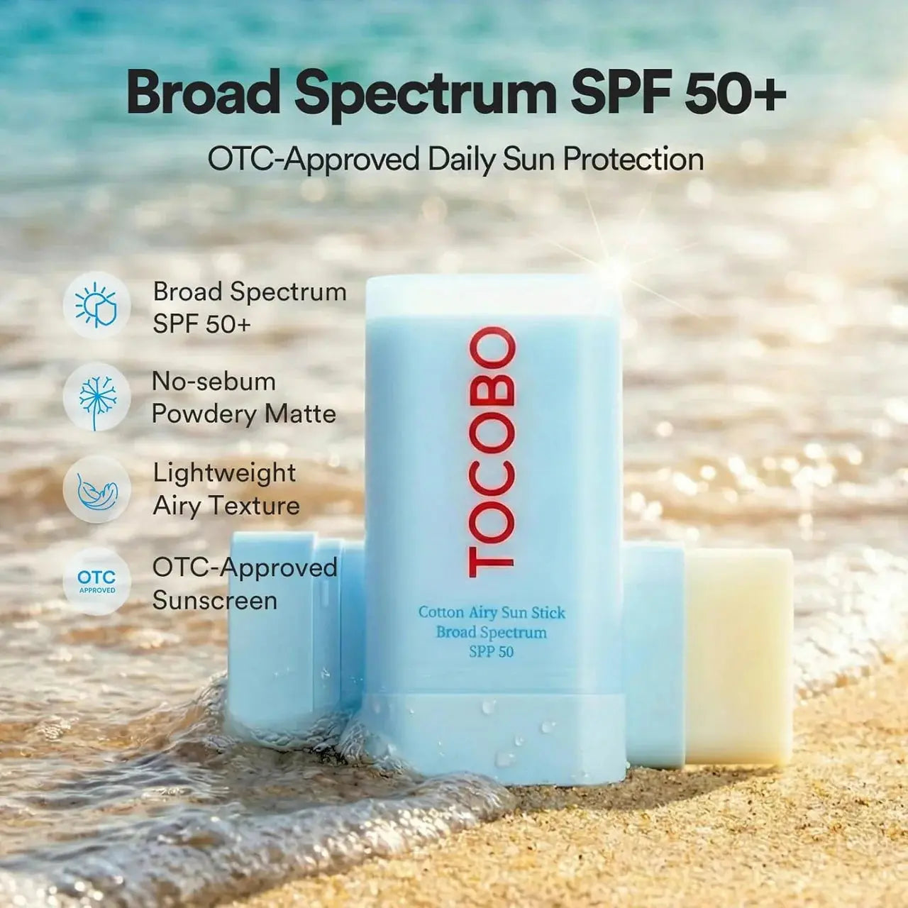 TOCOBO Cotton Soft Sunscreen Stick – Lightweight SPF 50+ UV Protection HNAMARTT